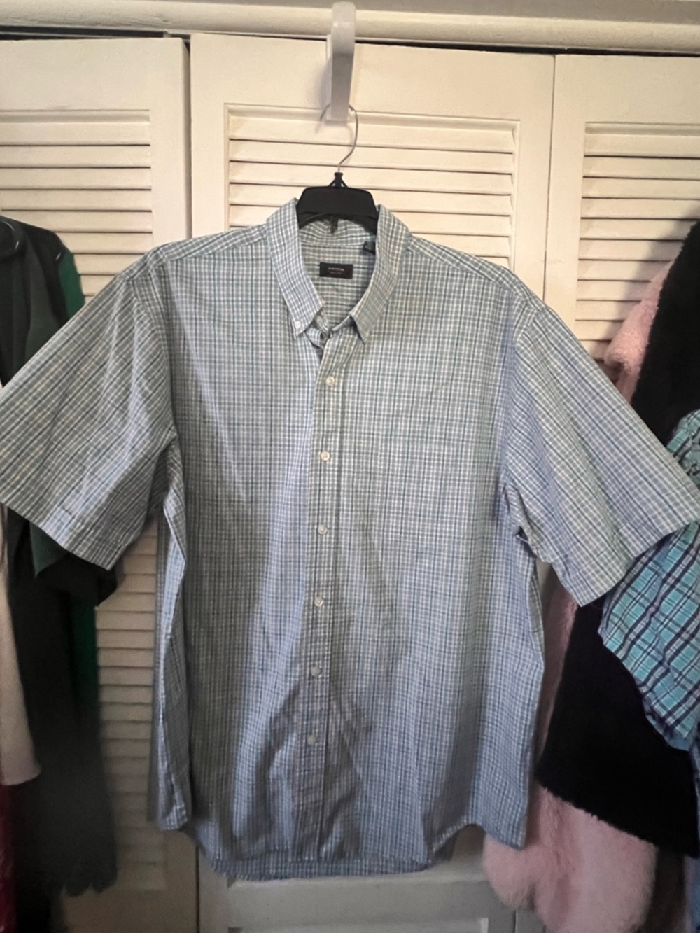 Arrow Light Blue Plaid Short Sleeve Button-Down Shirt